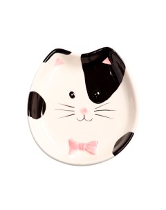Миска керамическая мордочка кошки с бантиком 130 мл Черно белый Mr.kranch