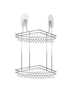 Полка для ванной металл настенная 2 яруса угловая 21х21х42 см силиконовые крепления LERAFORM LEM LER Lemer
