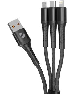 Кабель Lightning m USB Type C m micro USB m USB 2 4А 1 2 м черный 72514 72514 Deppa