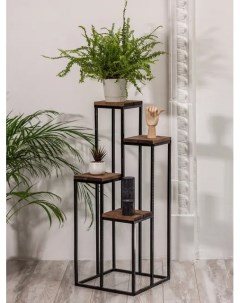 Подставка для цветов напольная высокая для комнатных растений металлическая с деревянными Beurs