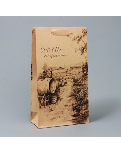 Пакет подарочный под две бутылки упаковка winery 35 х 20 х 9 см Дарите счастье