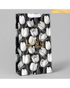 Пакет подарочный под две бутылки упаковка tulip тиснение 35 х 20 х 9 см Дарите счастье