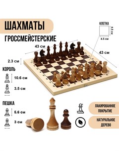 Шахматы деревянные гроссмейстерские турнирные 43 х 43 см король h 10 6 см пешка h 5 6 см Nobrand