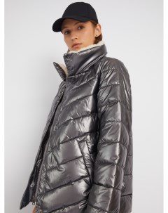 Тёплая стёганая куртка с высоким воротником на искусственном меху Zolla