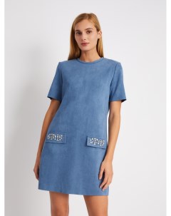 Платье футболка из экозамши со стразами Zolla