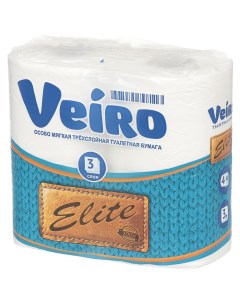 Туалетная бумага Elite 3 слоя 4 шт 19 4 м с втулкой белая Veiro