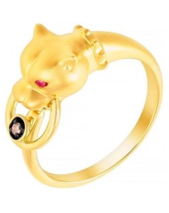 Кольцо с рубинами и бриллиантом из жёлтого золота Джей ви