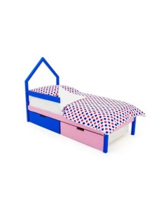 Кровать домик мини Svogen синий лаванда Розовый Бельмарко