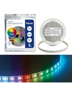 Cветодиодная LED лента LS606 60SMD 5050 м 14 4Вт м 5м IP20 12V RGB Feron