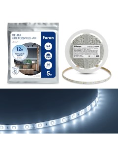 Cветодиодная LED лента LS604 60SMD 2835 м 4 8Вт м 5м IP65 12V 6500К Feron