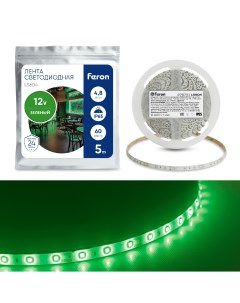Cветодиодная LED лента LS604 60SMD 2835 м 4 8Вт м 5м IP65 12V зеленый Feron