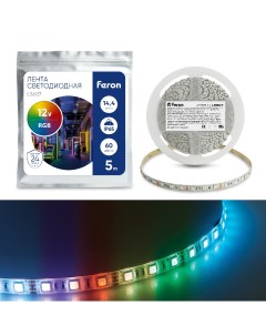 Cветодиодная LED лента LS607 60SMD 5050 м 14 4Вт м 5м IP65 12V RGB Feron