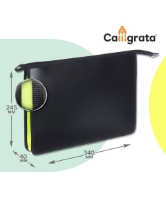 Папка для тетрадей а4 40 х 245 х 340 мм молния сверху пластиковая черная желтая Calligrata