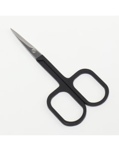 Ножницы маникюрные узкие прямые с прорезиненными ручками 9 см цвет серебристый черный Queen fair