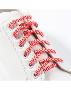 Шнурки для обуви пара круглые d 6 мм 120 см цвет красный белый Onlitop