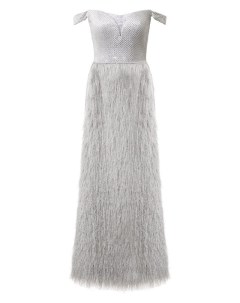 Платье с отделкой стразами и перьями Speranza couture