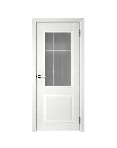 Дверь межкомнатная остеклённая с замком и петлями в комплекте Эколайн 2 90x200 см МДФ цвет белый Без бренда