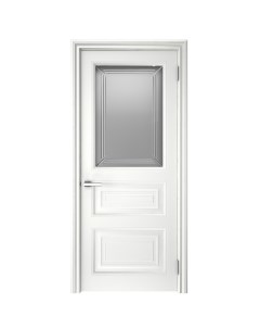Дверь межкомнатная остеклённая с замком и петлями в комплекте Ларго 3 90x200 см эмаль цвет белый Без бренда