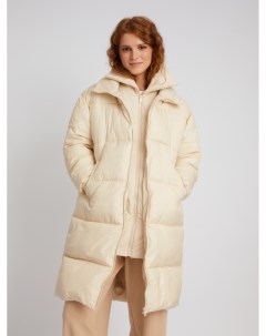 Длинная тёплая куртка пальто с высоким двойным воротником и вшитой манишкой на молнии Zolla