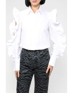Хлопковая блуза с вырезами и оборками на рукавах Karl lagerfeld