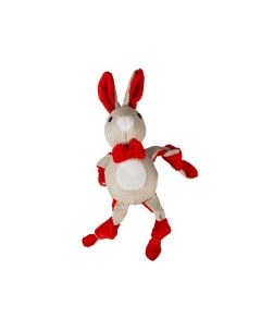 Игрушка для собак мягкая Новогодний кролик бежево красный 31х14х8см Бельгия Duvo+