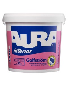 Краска моющаяся Interior Golfstrom особопрочная для ванной и кухни база А белая 2 7 л Aura