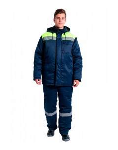Куртка рабочая утепленная Экспертный Люкс 48 50 рост 170 176 см синяя лимонная Delta plus