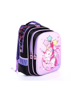 Рюкзак детский на молнии 3 наружных кармана цвет сиреневый розовый Nobrand