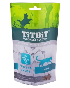 Лакомство для кошек Хрустящие подушечки с мясом утки для чистки зубов 60 г Titbit