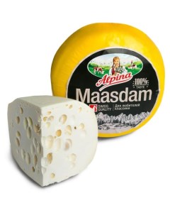 Сыр полутвердый Маасдам 45 БЗМЖ вес Alpina