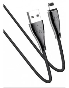 Кабель USB Lightning 8 pin экранированный 3A быстрая зарядка 1 2м черный Hoco