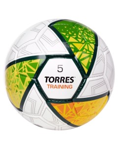 Мяч футбольный Training р 5 бело зел желтый Torres