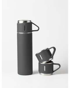 Термос для чая и кофе с кружками 500 мл графитовый Travel friendly