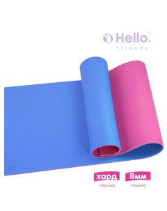 Коврик для фитнеса и йоги Hard 8мм 180x60см синий нескользящий Hellofriends