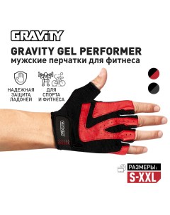 Мужские перчатки для фитнеса Gel Performer черно красные M Gravity