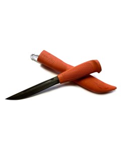 Нож Финка 043 дамасская сталь резинопластик цвет оранжевый Русский булат