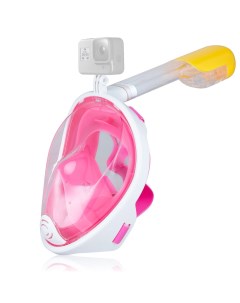 Подводная маска для снорклинга Free Breath с креплением для экшн камеры розовая S M Freebreath