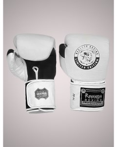 Боксерские Перчатки PRO WHITE BLACK 16 унций из натуральной кожи Revansh