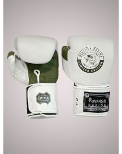 Боксерские Перчатки PRO WHITE KHAKI 18 унций из натуральной кожи Revansh