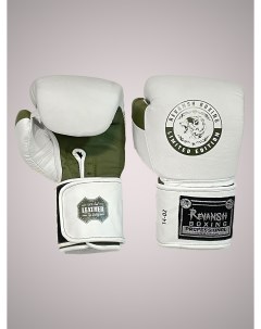 Боксерские Перчатки PRO WHITE KHAKI 14 унций из натуральной кожи Revansh