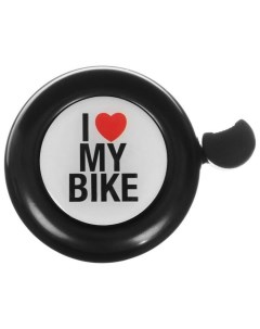 Звонок велосипедный стальной детский черный с рисунком I love my bike Nobrand