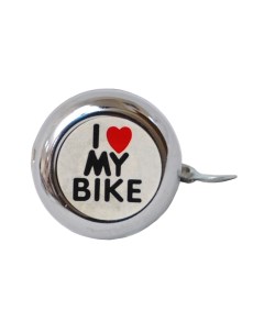 Звонок велосипедный стальной детский серебристый с рисунком I love my bike Nobrand