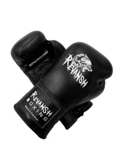Боксерские перчатки СПАРРИНГА МЯГКИЕ черные кожа натуральная 14 oz Revansh