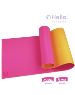 Коврик для фитнеса и йоги Hard 8мм 180x60 см желтый нескользящий Hellofriends
