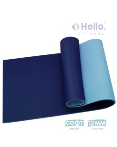 Коврик для фитнеса и йоги SF50 12мм 180x60см голубой мягкий нескользящий Hellofriends