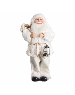 Фигурка новогодняя Дед Мороз в белом шубке с фонариком 43 см Зимнее волшебство