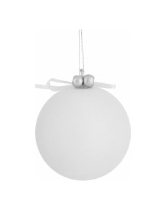 Елочный шар снежный с бантиком серый белый 8 см Homeclub