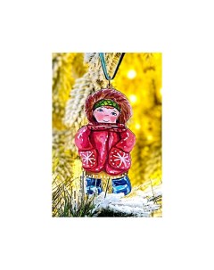 Елочная игрушка Девочка в шубке Зимние Каникулы 10 см дерево подвеска Манузинъ