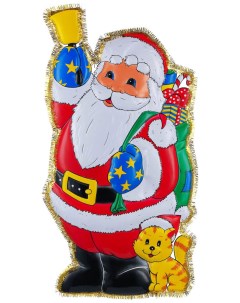 Световое панно с мишурой Дед Мороз и кошка Е3193 без светового элемента Snowmen