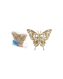 Набор елочных игрушек бабочки HV11012 582K01 11 см золотистый 6 шт Волшебная страна